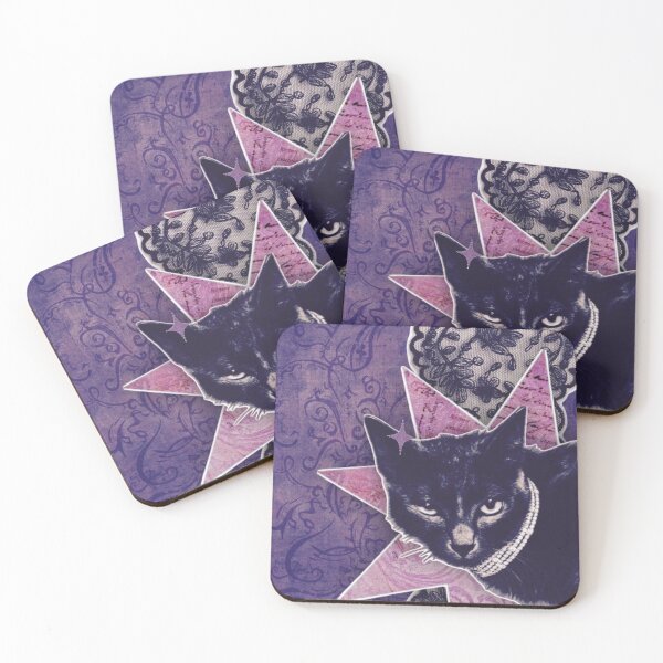 Item preview, Vintage Black Cat & Floral Lace - Dark Coquette Whimsigoth Purple designed and sold by BrontesWhimsyStore.