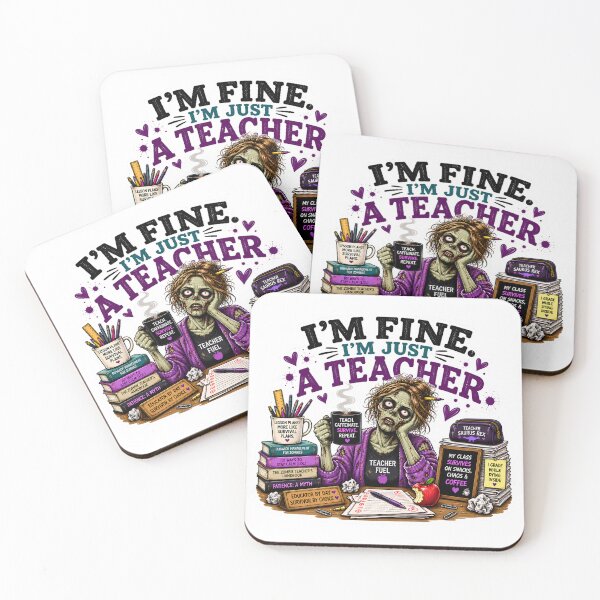 Item preview, I’m Fine, I’m Just a Teacher – Funny Zombie Teacher Coffee Design designed and sold by SVALANART.
