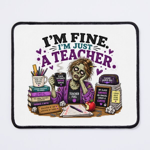 Item preview, I’m Fine, I’m Just a Teacher – Funny Zombie Teacher Coffee Design designed and sold by SVALANART.