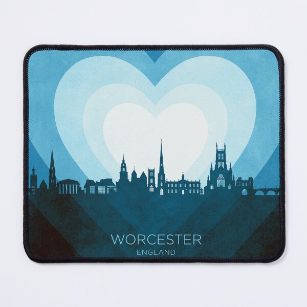 Item preview, Worcester England Skyline Hearts Blue designed and sold by ArtPrints.