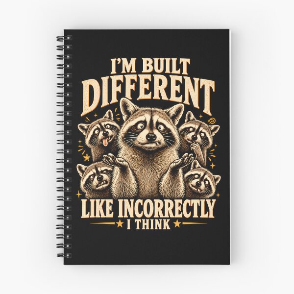 Item preview, I’m Built Different Like Incorrectly I Think – Funny Raccoon Sarcastic Humor Design designed and sold by PosiMCreations.