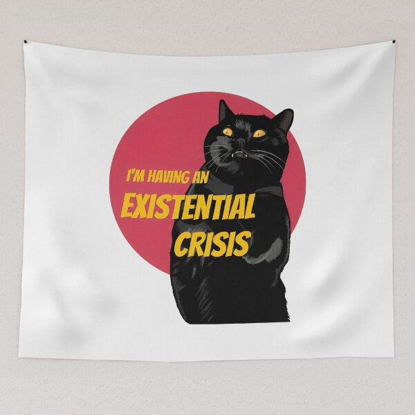 Artikelvorschau, Grafik zur Existenzkrise einer schwarzen Katze entworfen und verkauft von GiaoCalonas.