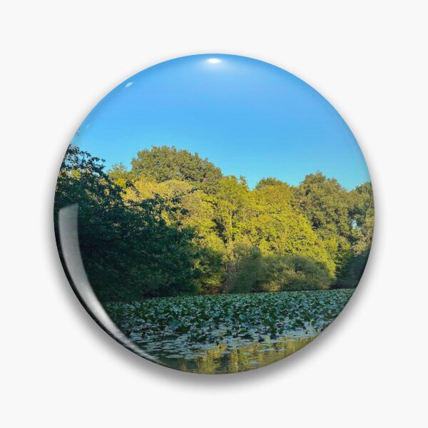 Item preview, Woodland Lily Pond Reflecting Trees in Evening Sunlight designed and sold by ThatSurreyLife.