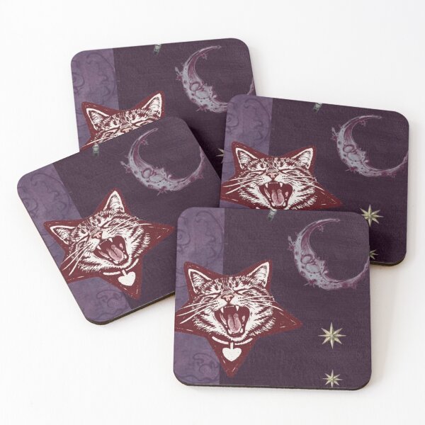 Item preview, Yawning Cat & Celestial Dragonfly - Dark Whimsigoth Collage designed and sold by BrontesWhimsyStore.