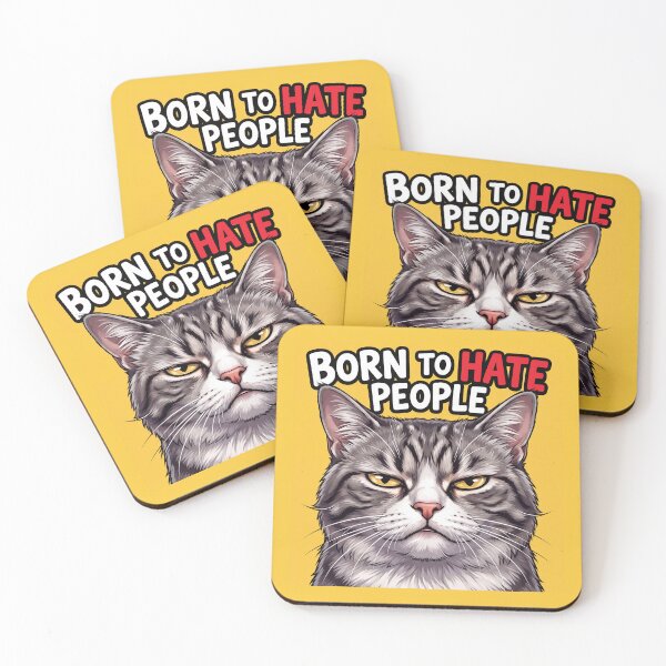 Item preview, Born to Hate People – Funny Grumpy Cat Introvert Humor 4 designed and sold by WordPlayStudio.