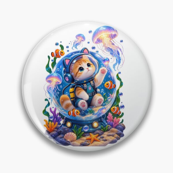 Item preview, Cute Diving Cat – Underwater Glass Bubble Adventure designed and sold by teeNova Wear.