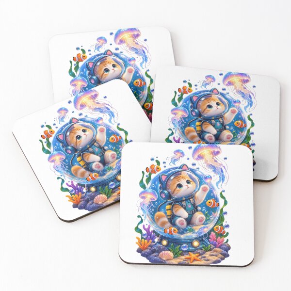 Item preview, Cute Diving Cat – Underwater Glass Bubble Adventure designed and sold by teeNova Wear.