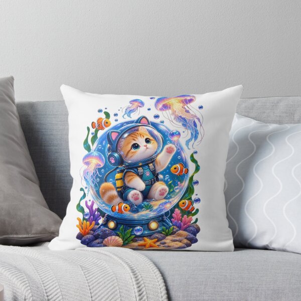 Item preview, Cute Diving Cat – Underwater Glass Bubble Adventure designed and sold by teeNova Wear.