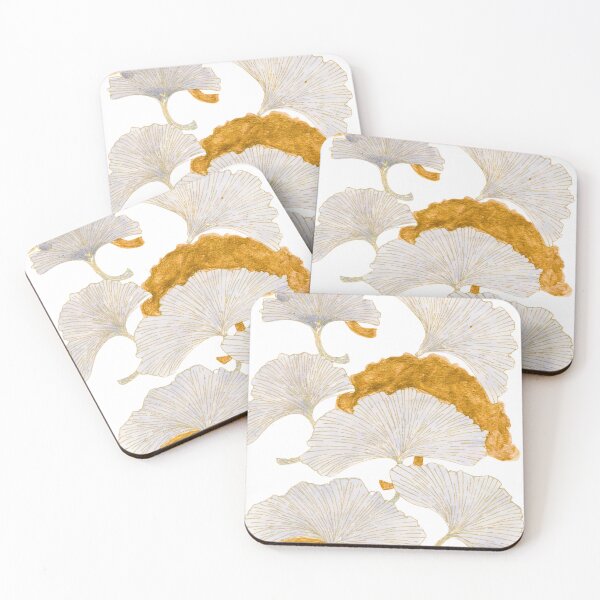 Item preview, Gold and White Ginkgo Leaves, Botanical Watercolour Art designed and sold by ArithraStudio.