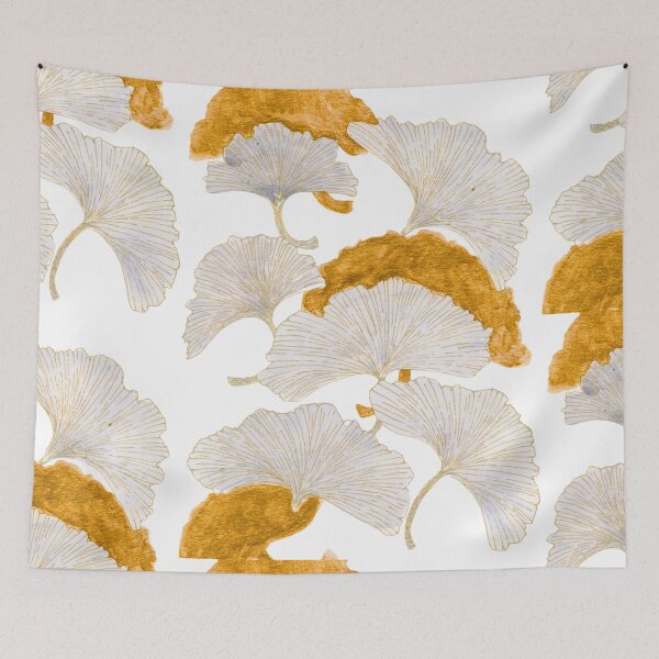 Item preview, Gold and White Ginkgo Leaves, Botanical Watercolour Art designed and sold by ArithraStudio.