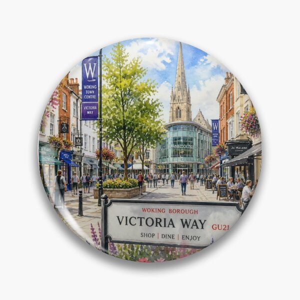 Item preview, Woking Victoria Way Town Centre Watercolour Illustration, Surrey designed and sold by ThatSurreyLife.