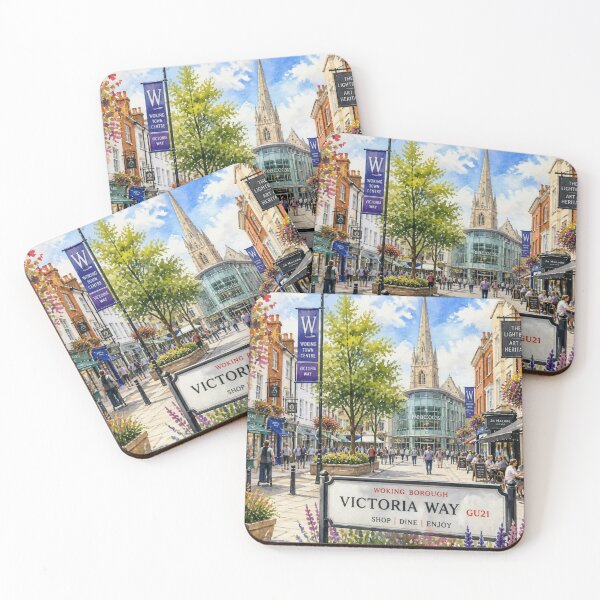 Item preview, Woking Victoria Way Town Centre Watercolour Illustration, Surrey designed and sold by ThatSurreyLife.