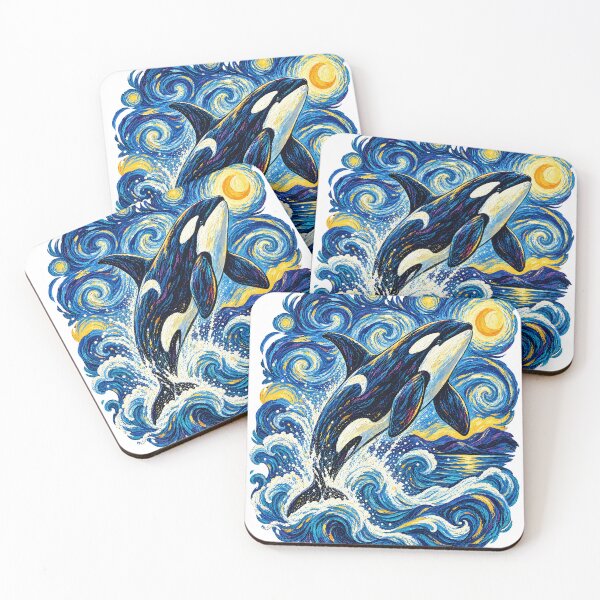 Item preview, Starry Night Orca Van Gogh Style Killer Whale Artistic Ocean Painting designed and sold by ZIGLWORKS.