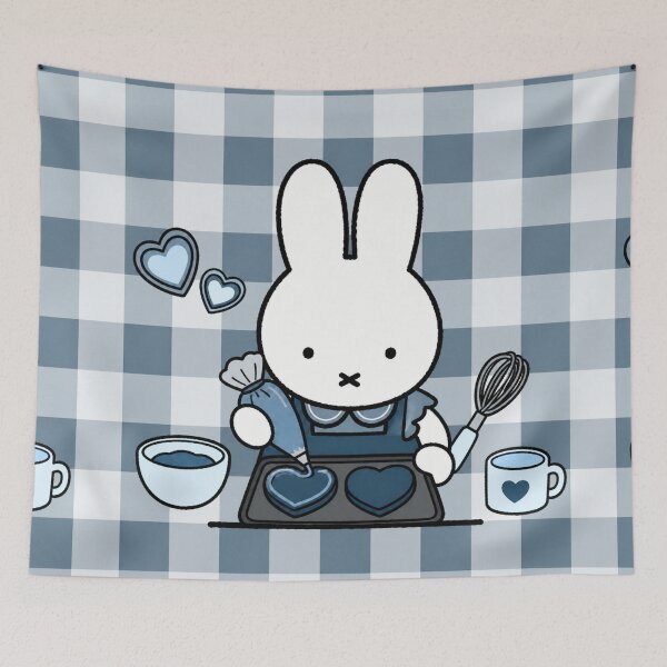 Item preview, Blue themed Cute Bunny Baking Heart Cookies -  Miffy Inspired designed and sold by Cozy Moss Studio.