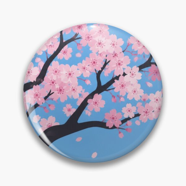 Item preview, Pink Cherry Blossom Tree Against Bright Blue Sky Illustration designed and sold by ThatSurreyLife.
