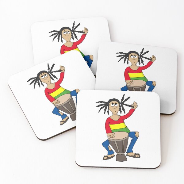 Item preview, Reggae Drummer Djembe Sticker | Funny Festival Music Cartoon designed and sold by MyxaART.