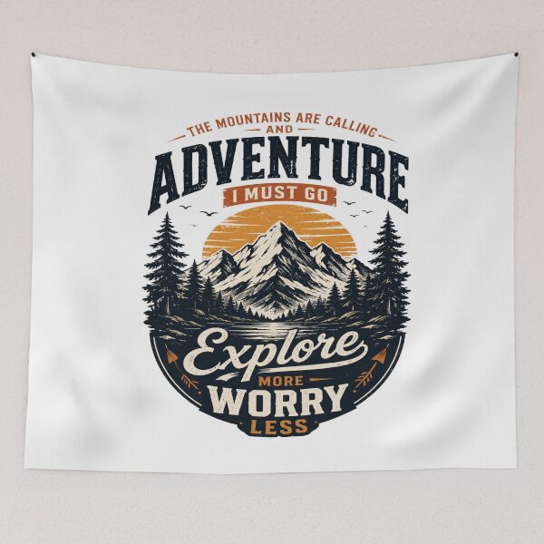 Item preview, The Mountains Are Calling - Hiking & Adventure Vintage Nature Graphic designed and sold by WOWART69.