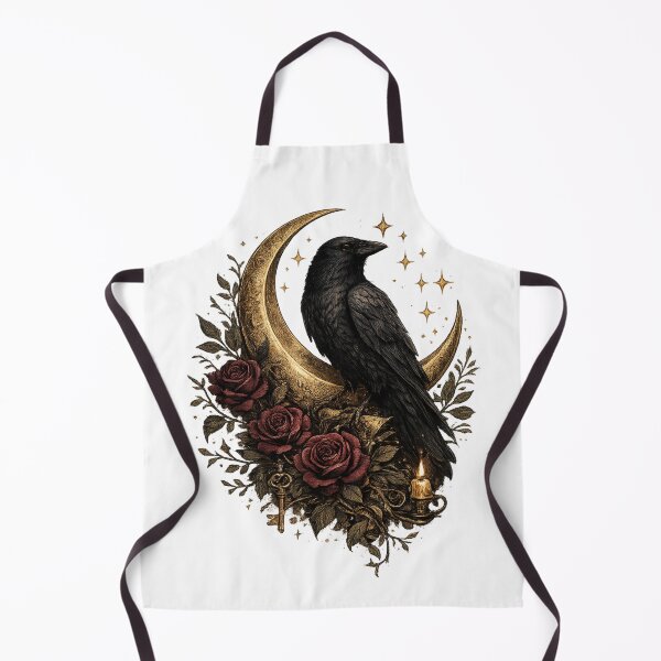 Item preview, Gothic Raven and Golden Crescent Moon with Roses designed and sold by MonaRose_Art.