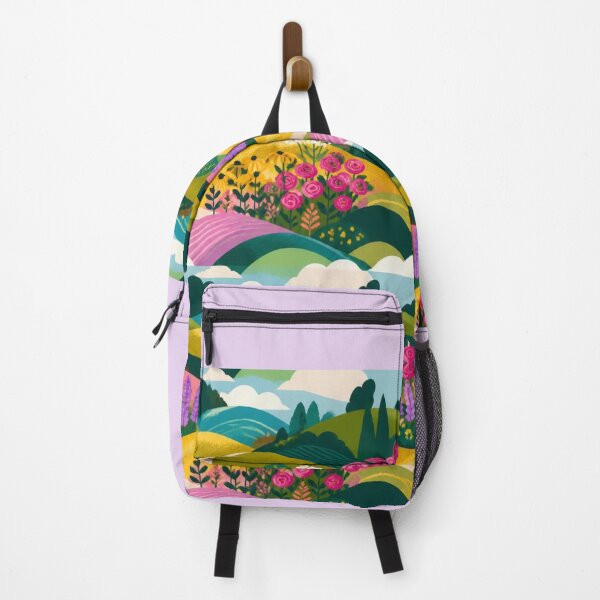 Item preview, Colourful Rolling Countryside and Wildflower Landscape Pattern designed and sold by ThatSurreyLife.
