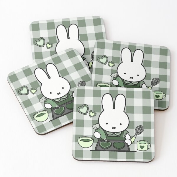 Item preview, Green themed Cute Bunny Baking Heart Cookies -  Miffy Inspired designed and sold by Cozy Moss Studio.