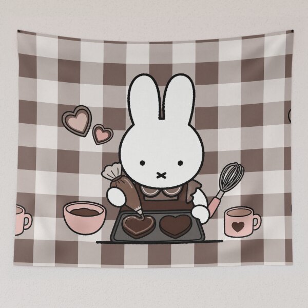 Item preview, Cute Bunny Baking Heart Cookies -  Miffy Inspired designed and sold by Cozy Moss Studio.
