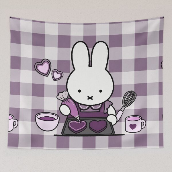 Item preview, Purple themed Cute Bunny Baking Heart Cookies -  Miffy Inspired designed and sold by Cozy Moss Studio.