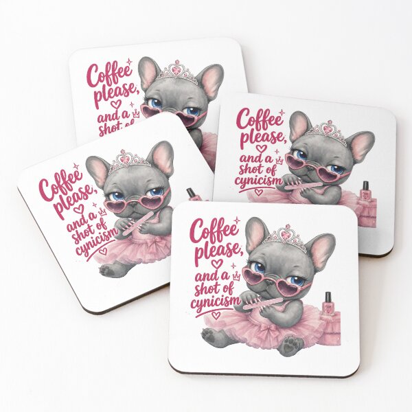 Item preview, Glamorous French Bulldog Princess Coffee and Cynicism Cute Dog Art designed and sold by ArtisticDesignsbyLinda.