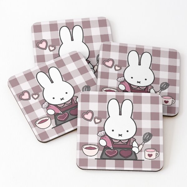Item preview, Maroon themed Cute Bunny Baking Heart Cookies -  Miffy Inspired designed and sold by Cozy Moss Studio.