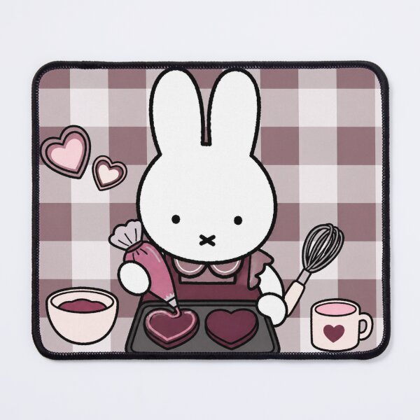 Item preview, Maroon themed Cute Bunny Baking Heart Cookies -  Miffy Inspired designed and sold by Cozy Moss Studio.