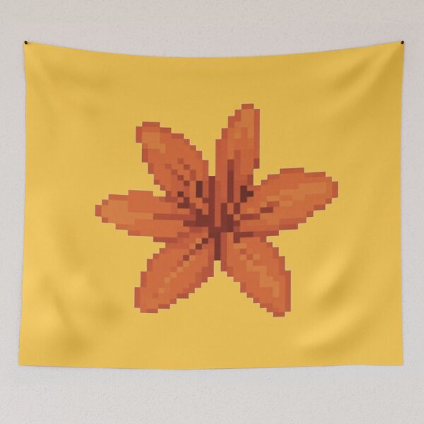 Aperçu de l'œuvre Fleur de lys orange pixélisée créée et vendue par CamilasPrints.