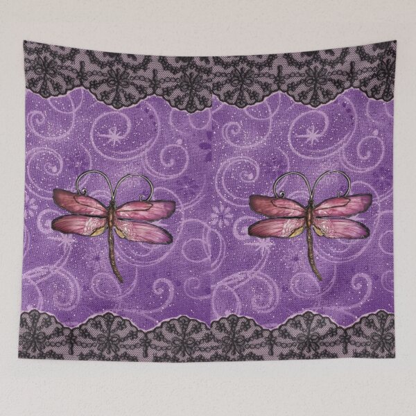 Item preview, Pink Dragonfly & Black Floral Lace - Purple Whimsigoth Coquette designed and sold by BrontesWhimsyStore.