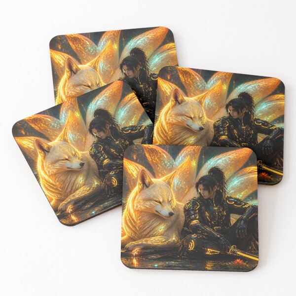 Item preview, Nine-Tailed Fox and Futuristic Samurai designed and sold by sigmaartstudio.