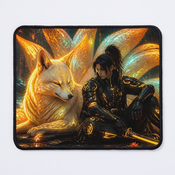 Item preview, Nine-Tailed Fox and Futuristic Samurai designed and sold by sigmaartstudio.