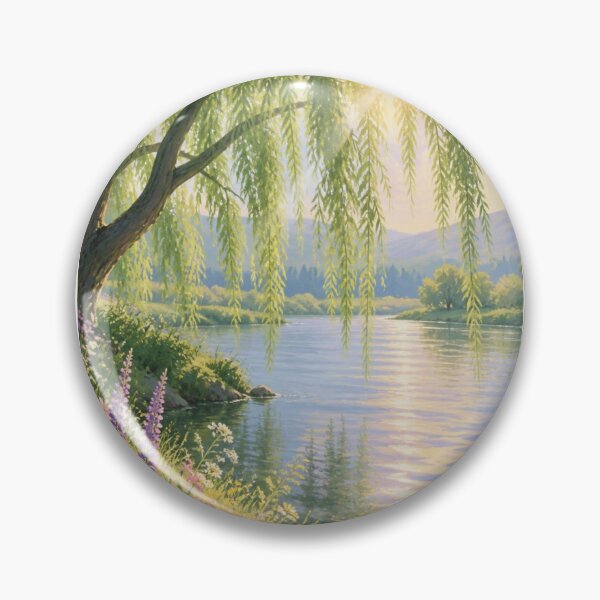 Item preview, Tranquil Willow Tree Beside a River in Summer designed and sold by ThatSurreyLife.
