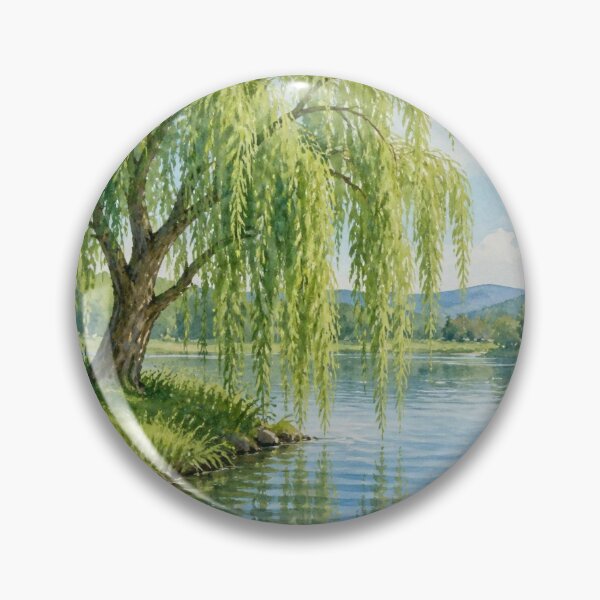 Item preview, Weeping Willow Reflected in a Peaceful River Watercolour designed and sold by ThatSurreyLife.