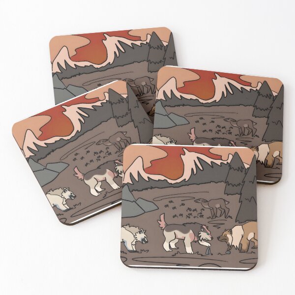 Item preview, Mountain Wildlife Scene with Wolves, Bear, and Deer designed and sold by J-Mindful.