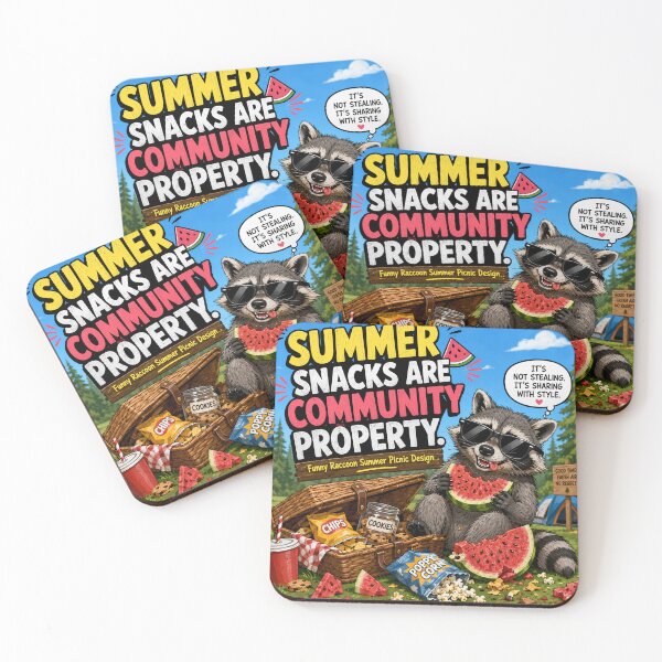 Item preview, Summer Snacks Are Community Property – Funny Raccoon Picnic designed and sold by shopevermint.