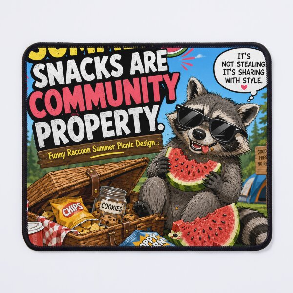 Item preview, Summer Snacks Are Community Property – Funny Raccoon Picnic designed and sold by shopevermint.