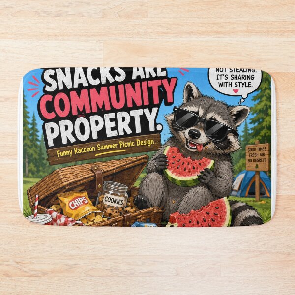 Item preview, Summer Snacks Are Community Property – Funny Raccoon Picnic designed and sold by shopevermint.