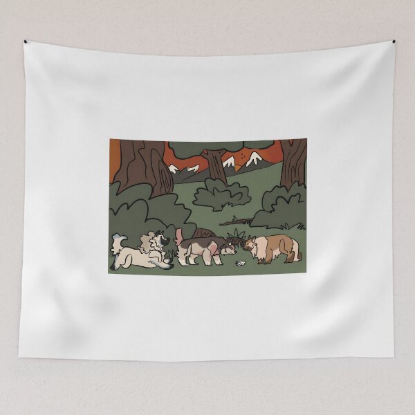 Item preview, Forest Dogs with Bird and Mountain Sunset designed and sold by J-Mindful.
