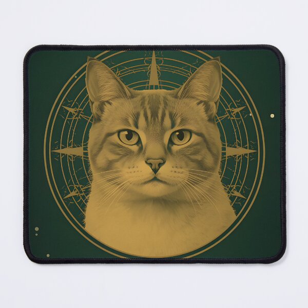 Item preview, Mystical Cat Portrait Gold Mandala Art designed and sold by ameetlumiere.