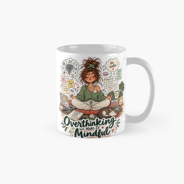 Item preview, Overthinking but Make It Mindful – Funny Mental Health Sticker designed and sold by ChicClicker.