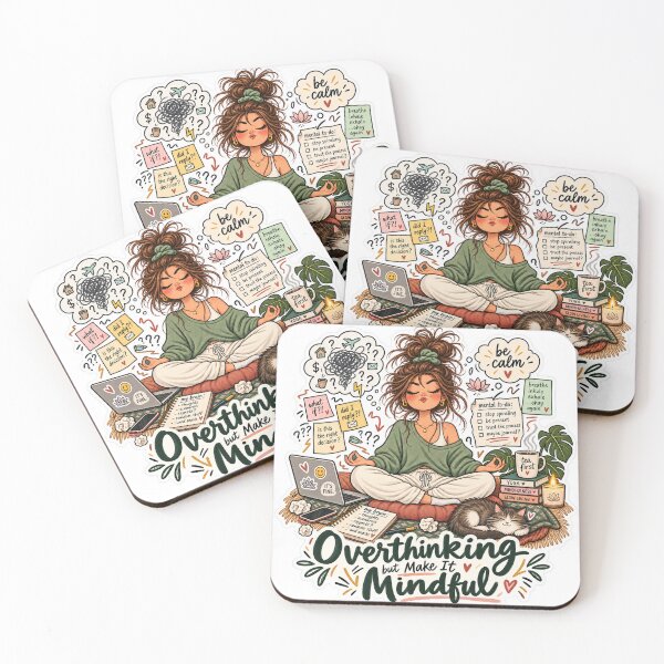 Item preview, Overthinking but Make It Mindful – Funny Mental Health Sticker designed and sold by ChicClicker.