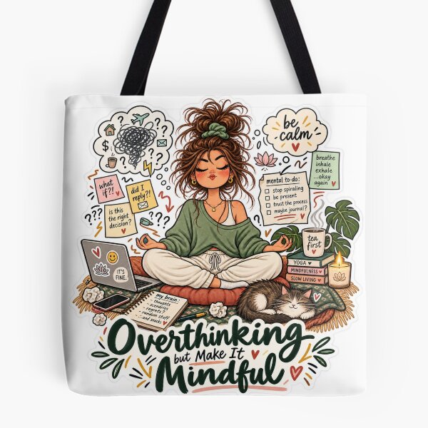 Item preview, Overthinking but Make It Mindful – Funny Mental Health Sticker designed and sold by ChicClicker.