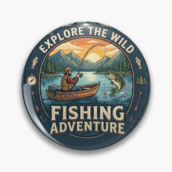Item preview, Explore The Wild Fishing Adventure - Vintage Angler Badge designed and sold by Salma.Store.