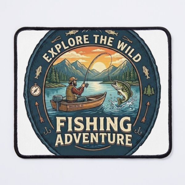 Item preview, Explore The Wild Fishing Adventure - Vintage Angler Badge designed and sold by Salma.Store.