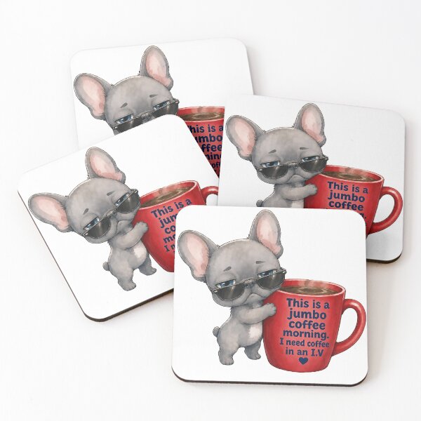 Item preview, Tired French Bulldog Hugging a Massive Red Coffee Mug designed and sold by ArtisticDesignsbyLinda.