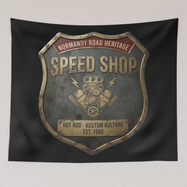 Item preview, Vintage Speed Shop Hot Rod – Kustom Kulture Garage designed and sold by Normandy Road Heritage™ - Vintage Garage Art.