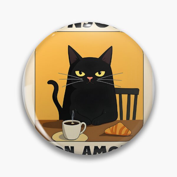 Item preview, Black Cat Breakfast Art Poster - Bonjour Mon Amour designed and sold by SampleRoulette.