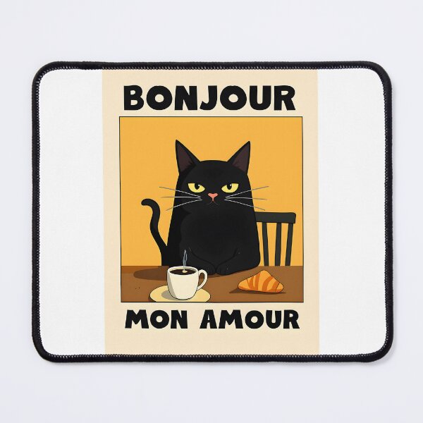 Item preview, Black Cat Breakfast Art Poster - Bonjour Mon Amour designed and sold by SampleRoulette.